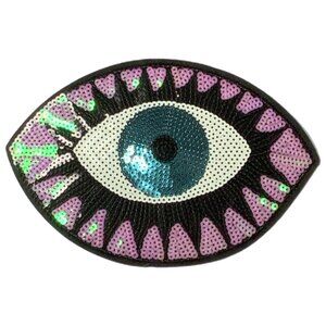 Large Evil Eye Iron On Patch Color Changing Sequins White Black Lilac Green